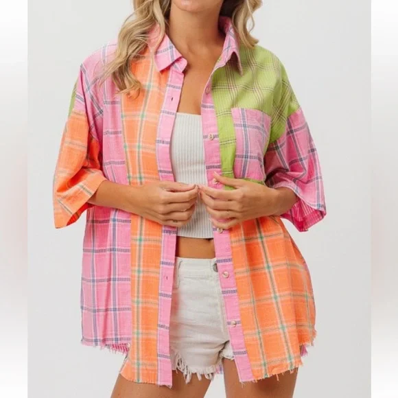 Bibi Washed Plaid Shirt - Picture 3 of 7